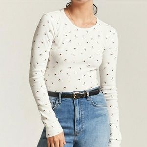 White and Purple Floral Long Sleeve